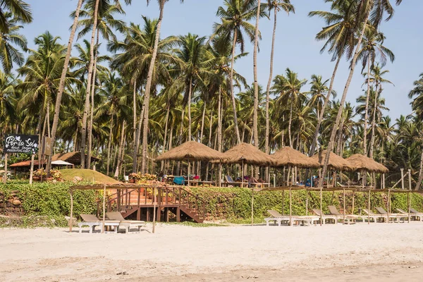 Ashvem Beach India Goa Május 2018 Helyi Strandon Kunyhók Lazító — Stock Fotó