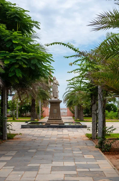 White Town Pondicherry India September 2019 White Marble Statue Joan — Stock Photo, Image