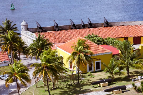 Bateria Defesa Dos Apóstolos Entrada Baía Havana Cuba Livre Mar — Fotografia de Stock