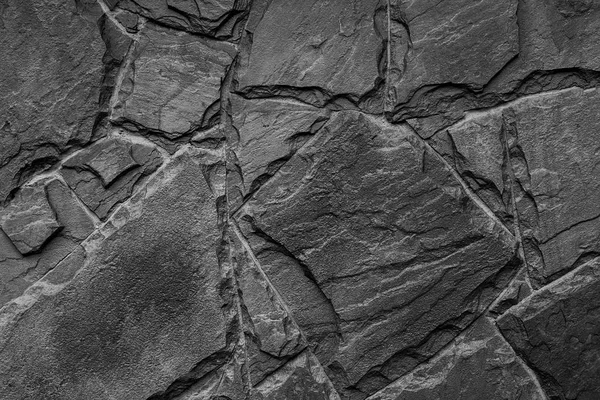 Black White Row Stones Wall Texture Background Copy Space Close — Stock Photo, Image