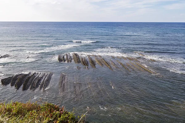 Zona Geológica Del Flysch Zumaia Costa Vasca — Foto de Stock