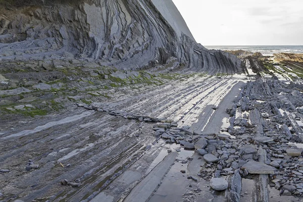 Zone Géologique Flysch Zumaia Sur Côte Basque — Photo