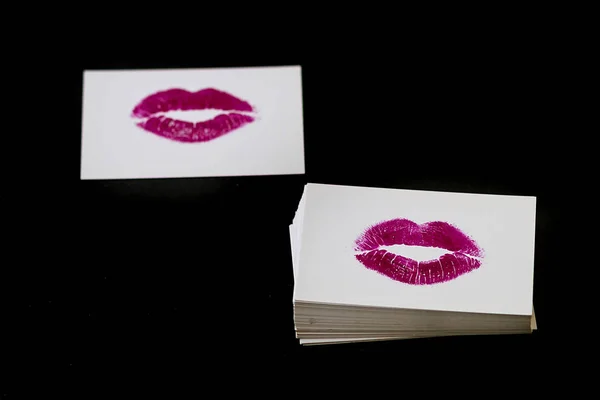 Colored lip print over a white background