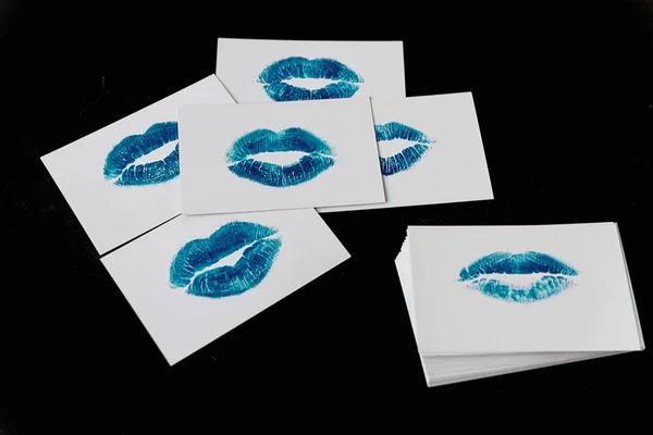 Colored lip print over a white background