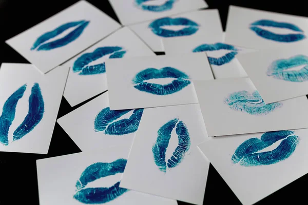 Sensual vivid color lip print over a white background