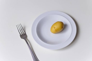 Çok az yemek, bir tabak üzerinde tek bir öğe ile kavramsal bir görüntüsünü