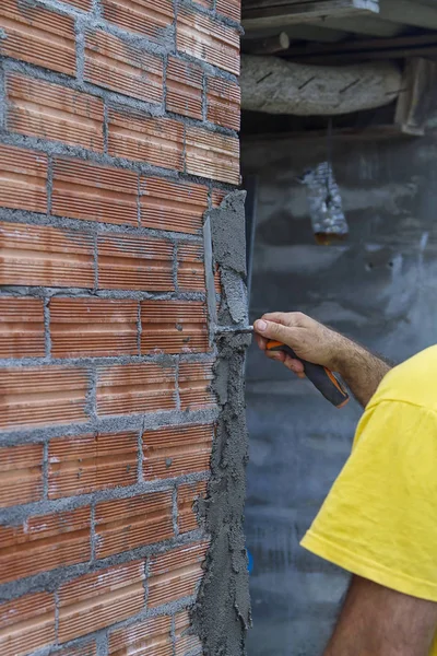 Masonry work for a building construction