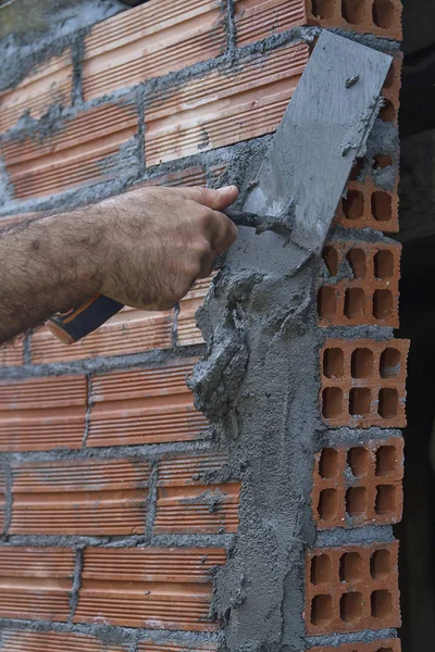 Masonry work for a building construction