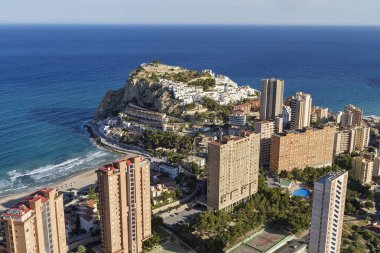 Benidorm şehir havadan görünümü Alicante, İspanya