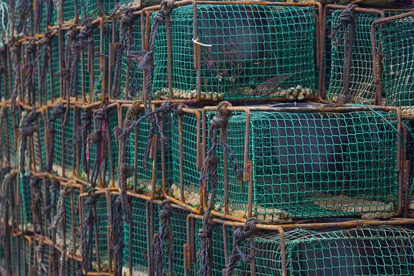 Fishing net cages for seafood in Spain