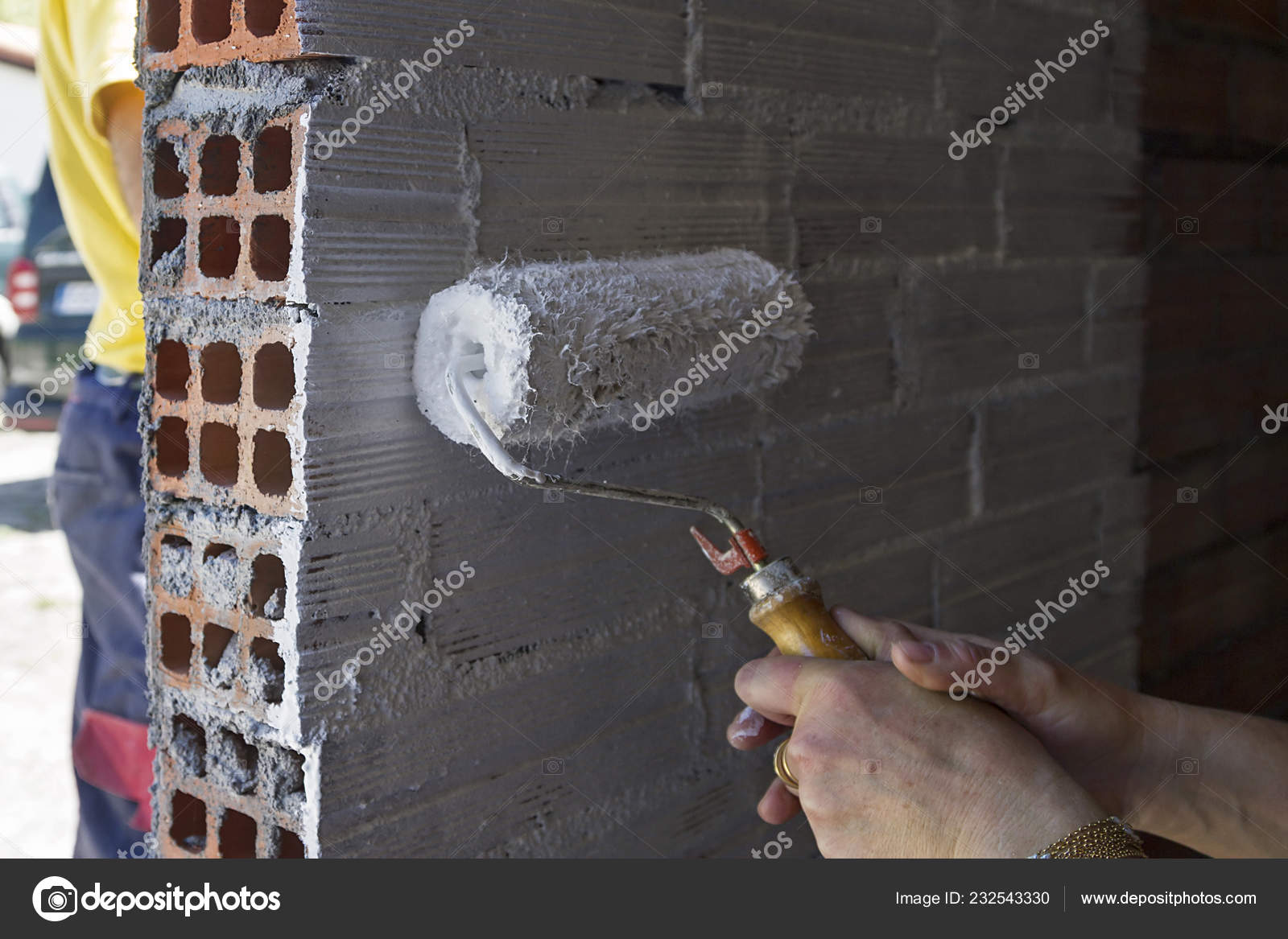 Trabajos Pintura Materiales Para Una Pared Nueva Fotos De Stock