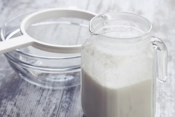 Latte Kefir Fungo Una Fonte Probiotici — Foto Stock