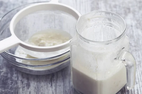 Latte Kefir Fungo Una Fonte Probiotici — Foto Stock