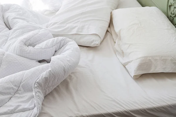 Real Bed Having Slept — Stock Photo, Image