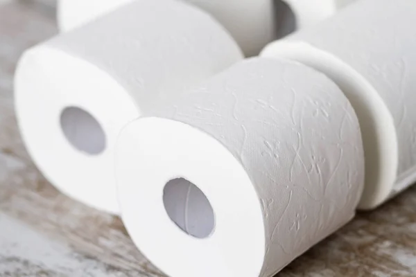 Toilet Paper Rolls Stacked Home — Stok fotoğraf
