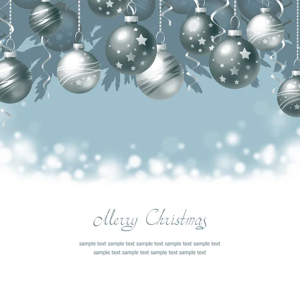 Grußkarte Mit Weihnachtskugeln Und Platz Für Text — Stockfoto