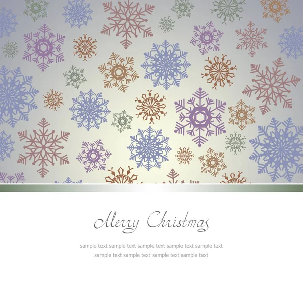 Weihnachtsgrußkarte Mit Farbigen Schneeflocken Und Platz Für Text — Stockfoto