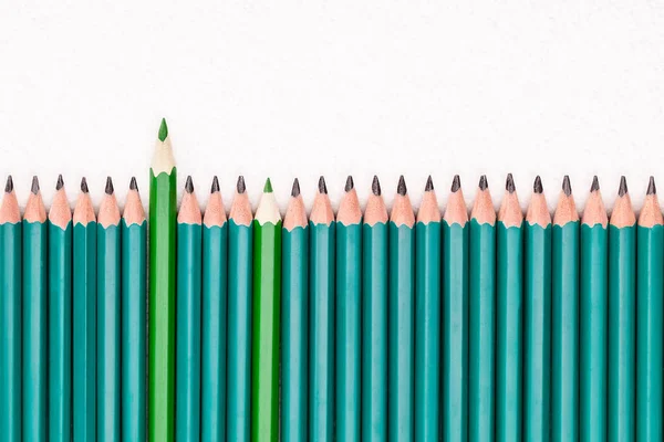 Many Green Pencils One Red Concept Success Team — Stock Photo, Image