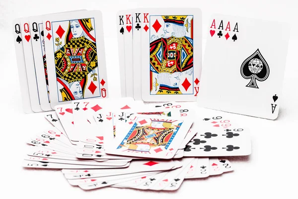 Playing Cards Close White Table — Stock Photo, Image