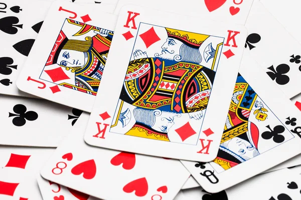 Playing Cards Close White Table — Stock Photo, Image