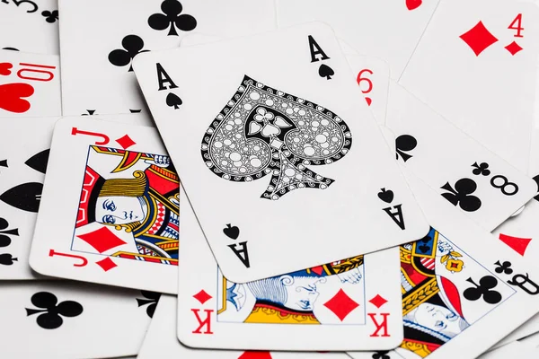 Playing Cards Close White Table — Stock Photo, Image