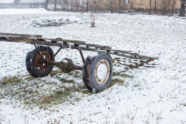 Agricultural Fields Covered Fine Snow Spring Field Work — Stock Photo, Image