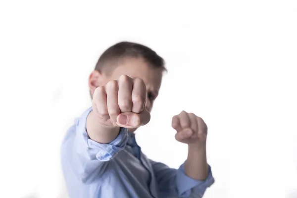 Violencia Escuela Puño Niño Pequeño Frente Cara —  Fotos de Stock