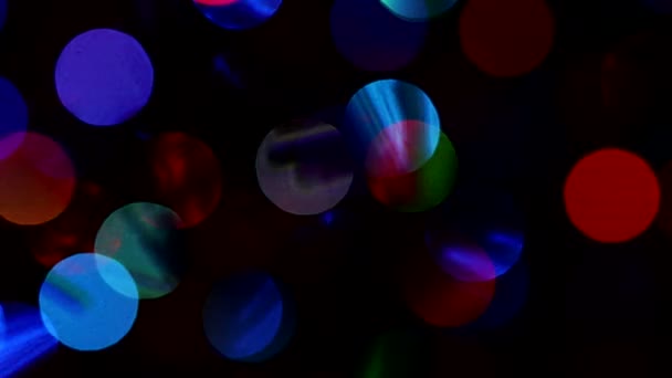 Luzes Coloridas Embaçadas Piscam Abstração Uma Grinalda Bokeh Fundo Vídeo — Vídeo de Stock