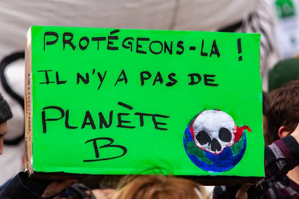 Franse teken bij ecologische demonstratie — Stockfoto