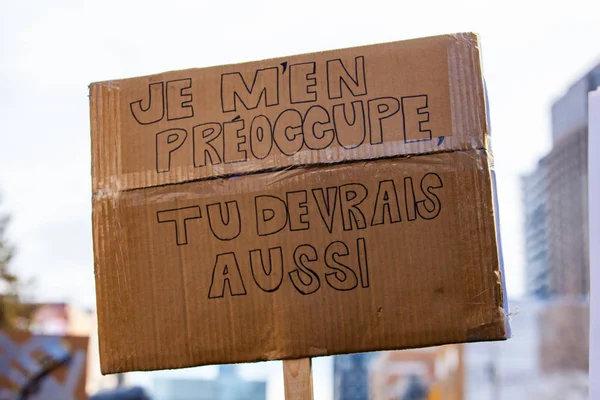 French sign held at ecological rally — Stock Photo, Image