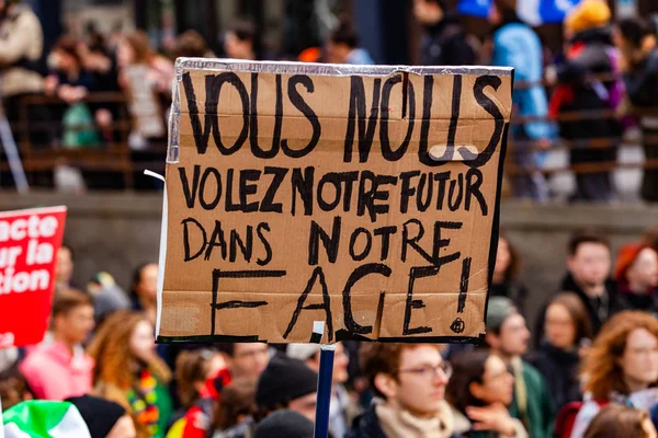 Französisches Zeichen beim Klimaprotest — Stockfoto