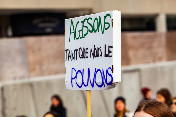 Panneau français à la démonstration climatique — Photo