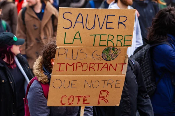 French sign at ecological rally — Stock Photo, Image