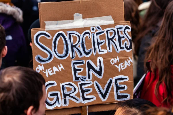 Placa francesa no comício ambiental — Fotografia de Stock