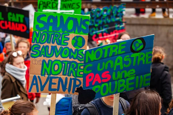 Sinais ambientais franceses durante o comício Fotos De Bancos De Imagens