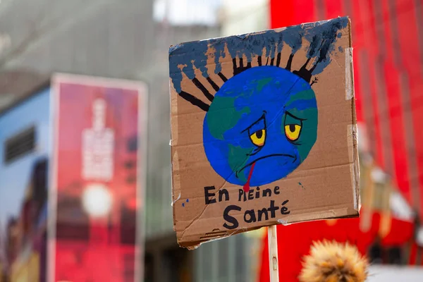 Französisches Plakat bei Umweltprotest — Stockfoto