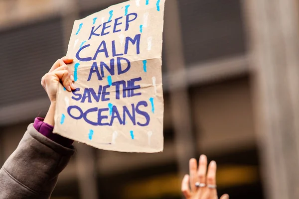 反对海洋废物的环保集会 — 图库照片