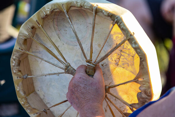 Sacred drums during spiritual singing.