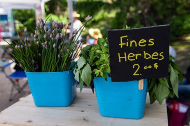 Bir çiftçi pazarında organik ürünler..