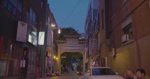 De la Gauchetiere St, Chinatown bei Nacht — Stockvideo