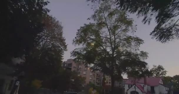 Residentieel uitzicht op straat tijdens het rijden. — Stockvideo