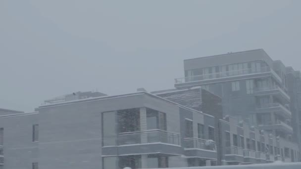 市区冬季的暴风雪 — 图库视频影像