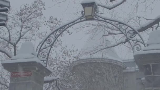 Sníh padá v zimním období — Stock video