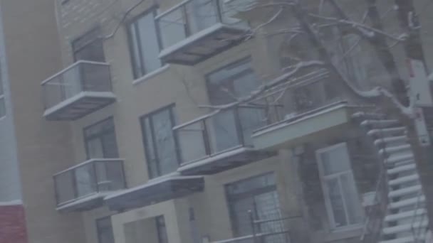 Vinter snöstorm i centrum — Stockvideo