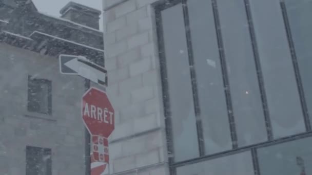 Vinter snöstorm i centrum — Stockvideo
