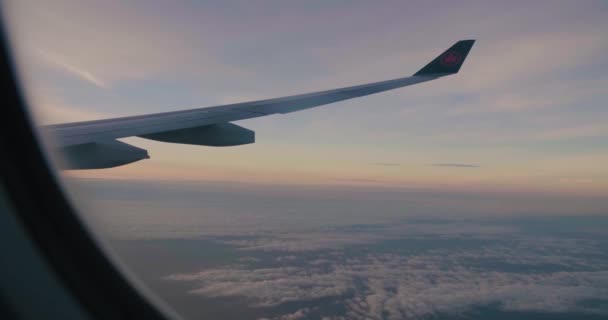 Вид вікна літака під час польоту . — стокове відео