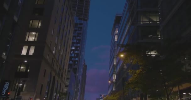 Conducir de noche en Rene Levesque Boulevard — Vídeos de Stock