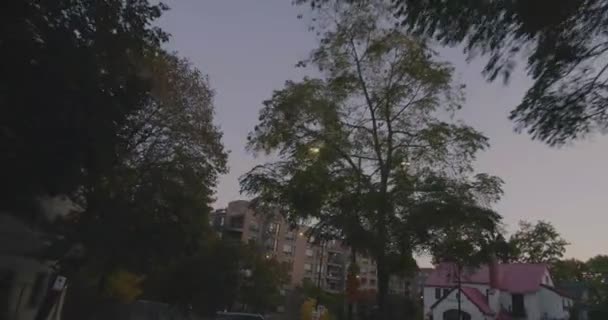 Vue de rue résidentielle en conduisant. — Video