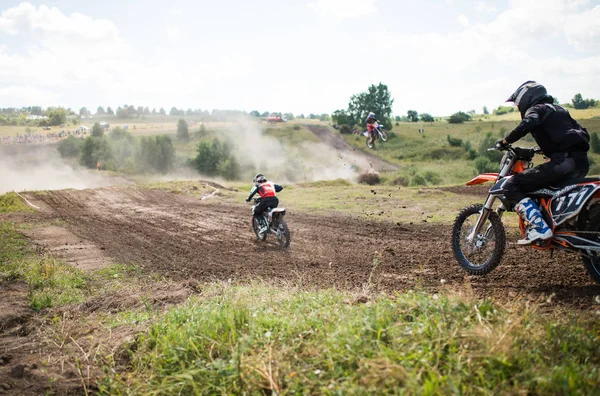 Bild Biker Gör Ett Trick Och Hoppa Luften Motocross Championship — Stockfoto