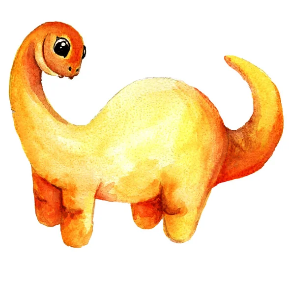 可爱的小水彩恐龙手绘插图 — 图库照片